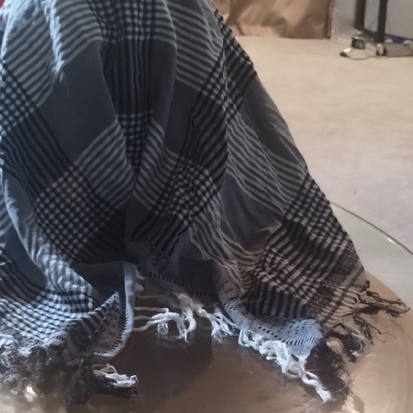 Lola Blue and Black Checkered Scarf - Picture 1 of 2